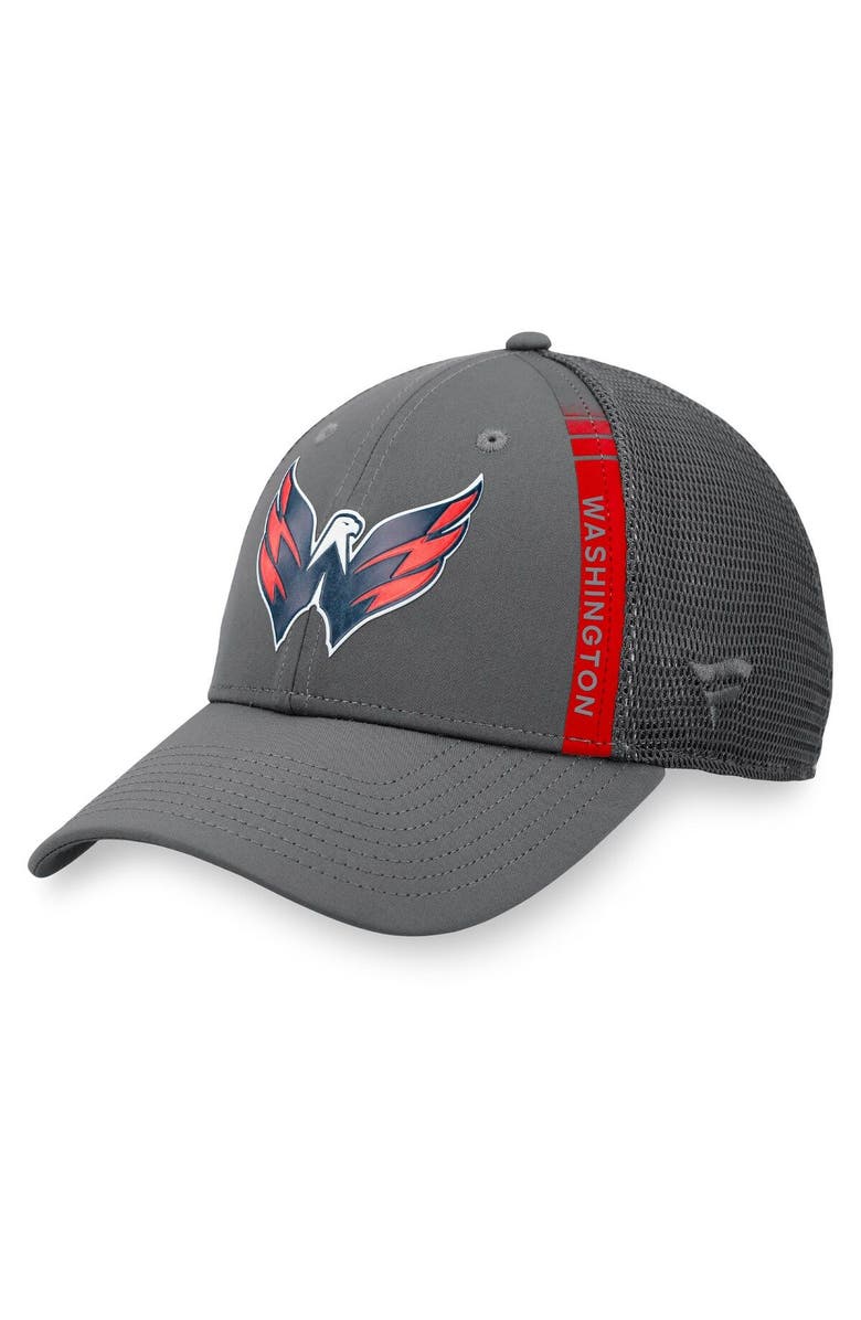 FANATICS Men's Fanatics Branded Charcoal Washington Capitals Authentic Pro Home Ice Trucker Adjustable Hat, Main, color, 