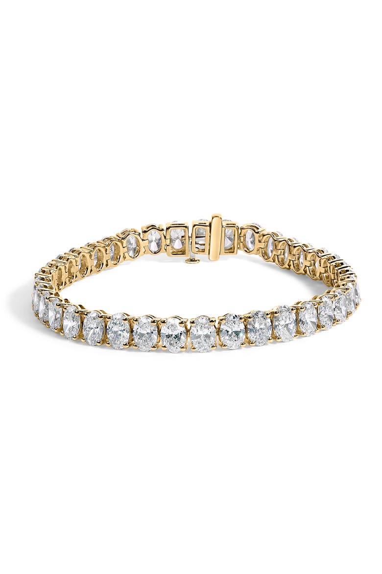 IGI Certified 14K Yellow Gold 18 1/2 Cttw Oval Cut Lab Grown Diamond Tennis Bracelet, Main, color, Yellow Gold