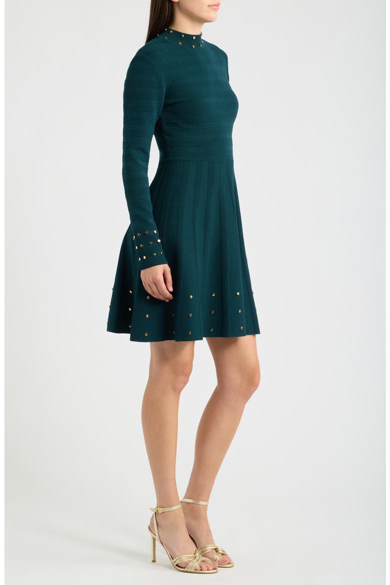 Stud Ottoman Long Sleeve Sweater Dress, Alternate, color, HUN