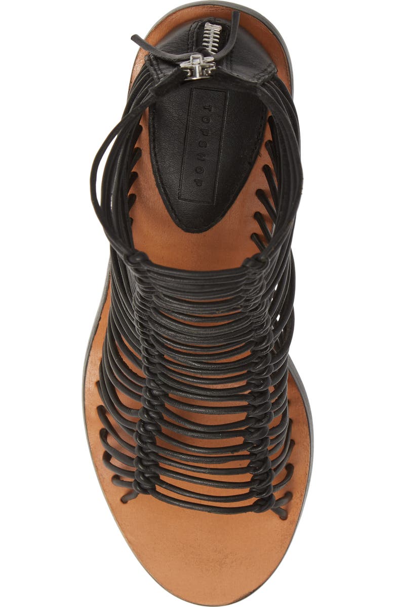 Topshop Narly Knotted Bootie Sandal, Alternate, color,