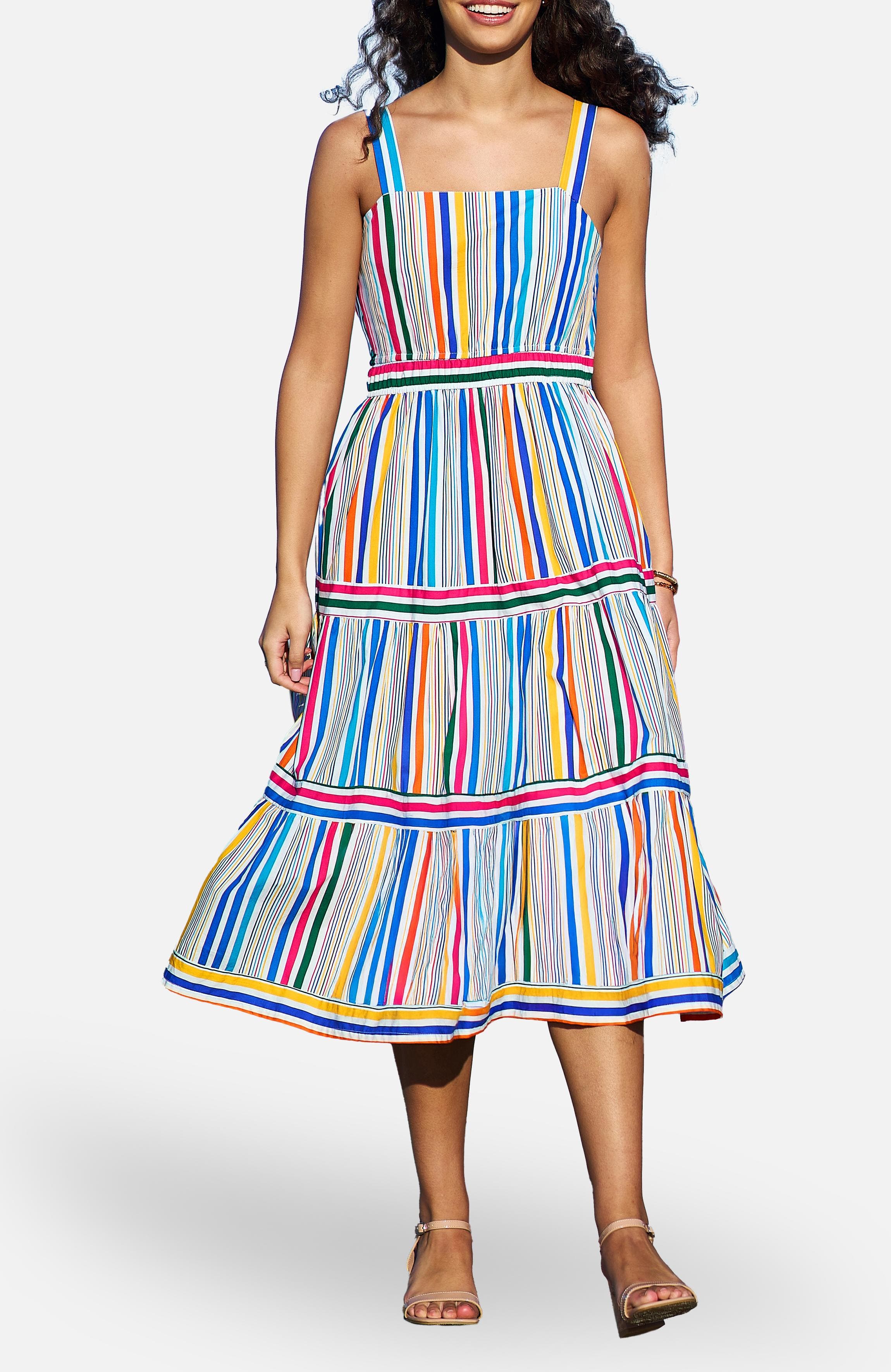 striped cotton midi dress From All Angles Blue & White Stripe Cotton Midi Dress