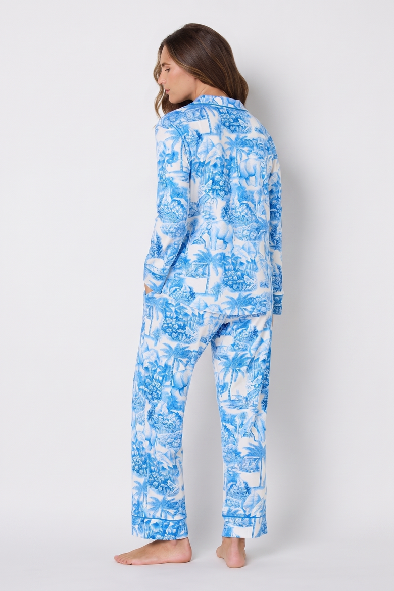 Striped Pima Knit Pajama Set, Alternate, color, Palm Grove Toile Blue