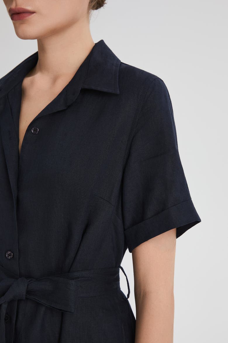 Classic Linen Maxi Dress, Alternate, color, Navy