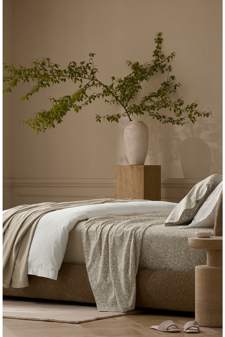 Signature Garden Print Hemmed Organic Cotton Sheet Set, Alternate, color, OAK