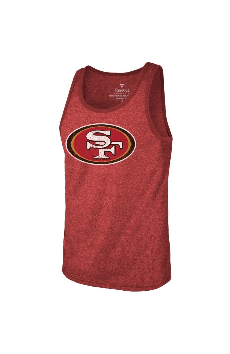 Majestic Threads Men's Majestic Threads George Kittle Scarlet San Francisco 49ers Name & Number Tri-Blend Tank Top, Alternate, color, 
