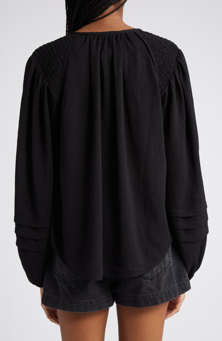 Isabel Marant Étoile Lamaya Smocked Shoulder Top, Alternate, color, Black