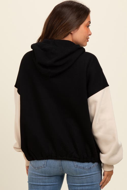 Pinkblush Coloblock Half Zip Hoodie In Black