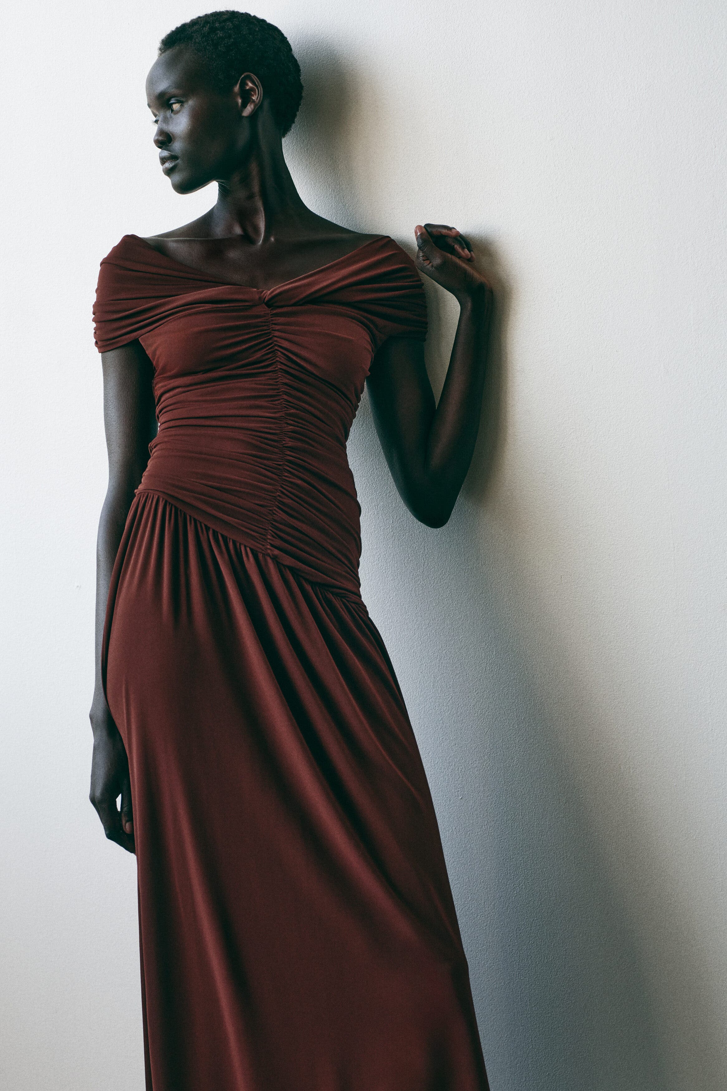 Draped Off-the-shoulder Jersey Dress - image 2
