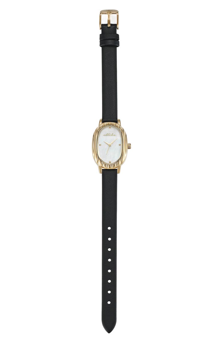 Ettika Timeless Texture Leather Strap Watch, Alternate, color, Black
