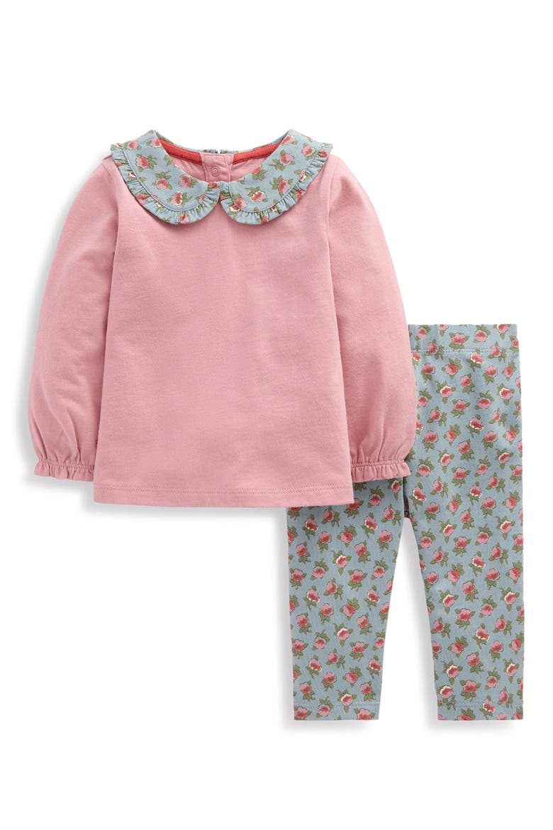 Kids' Collared Jersey Top & Pants Set, Main, color, PINK/ BLUE DITSY FLORAL