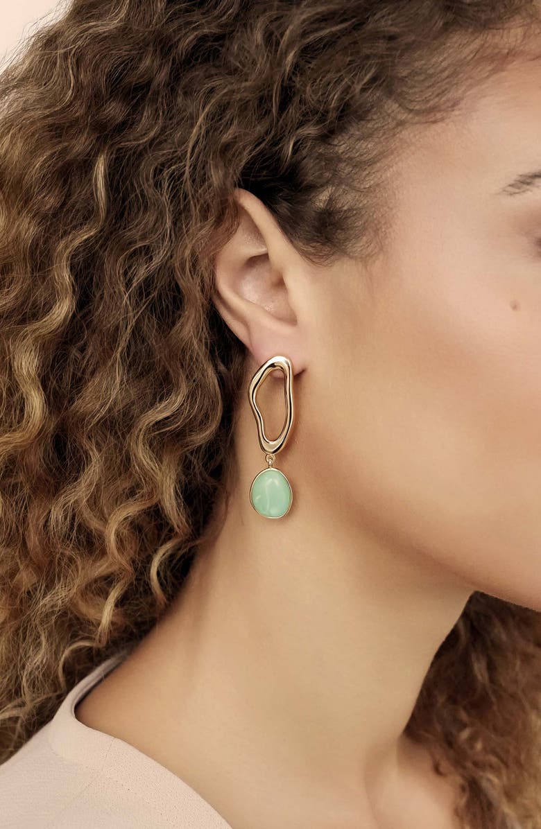 Ettika Organic Wave Semiprecious Stone Earrings, Alternate, color, Amazonite And Gold