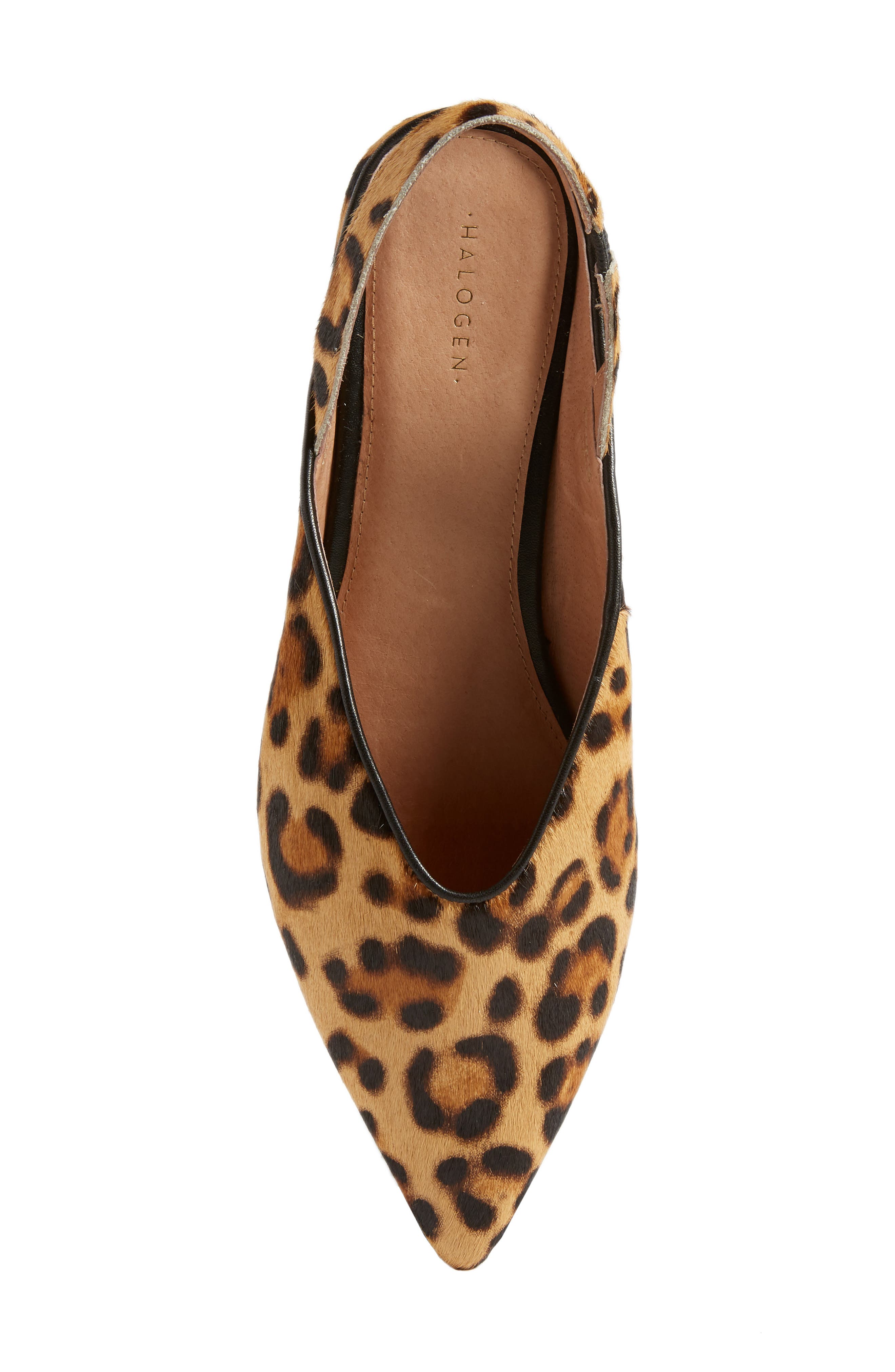 Sadie Genuine Calf Hair Slingback Flat, Alternate, color, DARK LEOPARD CALF HAIR