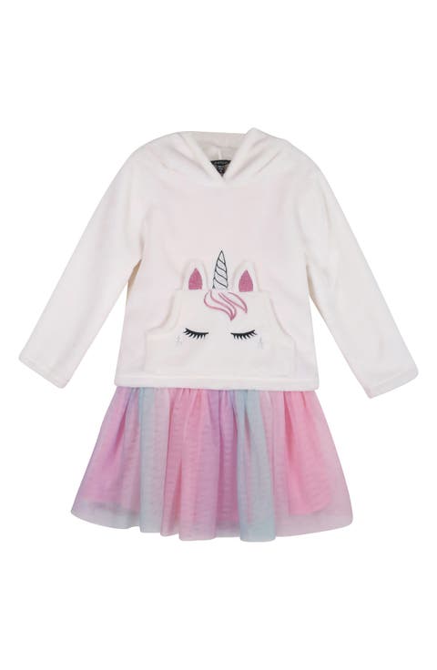 Kids' 2-Piece Faux Fur Hoodie & Tulle Dress Set (Toddler, Little Kid & Big Kid)
