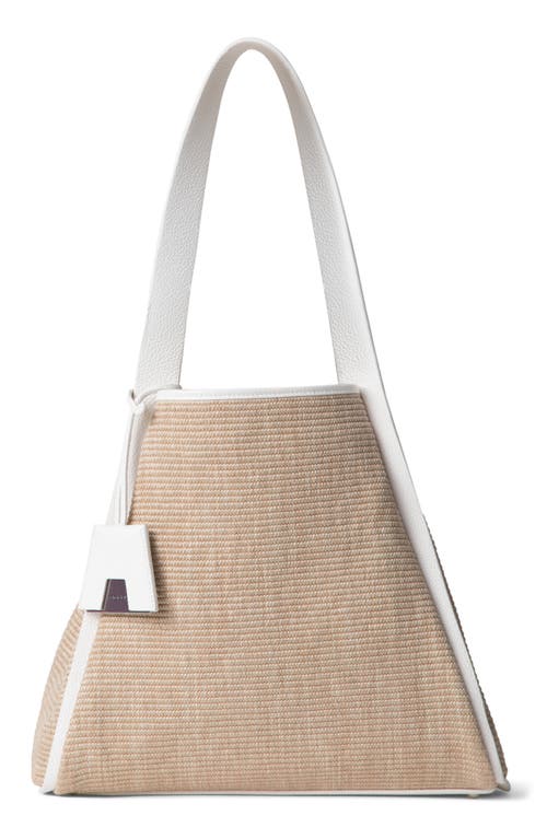 AKRIS AKRIS MEDIUM ALEX RAFFIA & LEATHER SHOPPER 