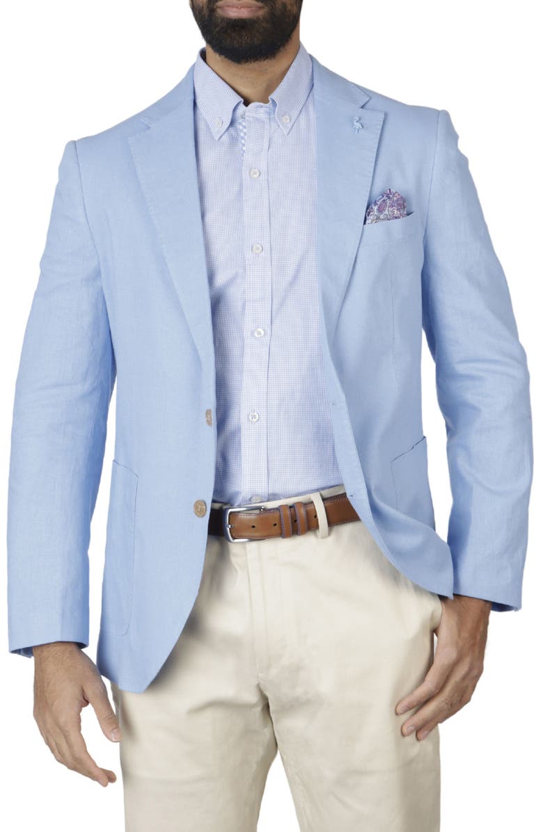 TailorByrd Solid Notch Lapel Linen Blend Sport Coat, Alternate, color, Sky Blue