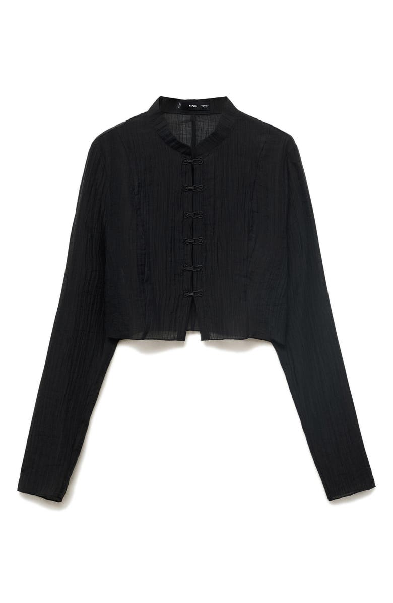 MANGO Semisheer Top, Alternate, color, Black