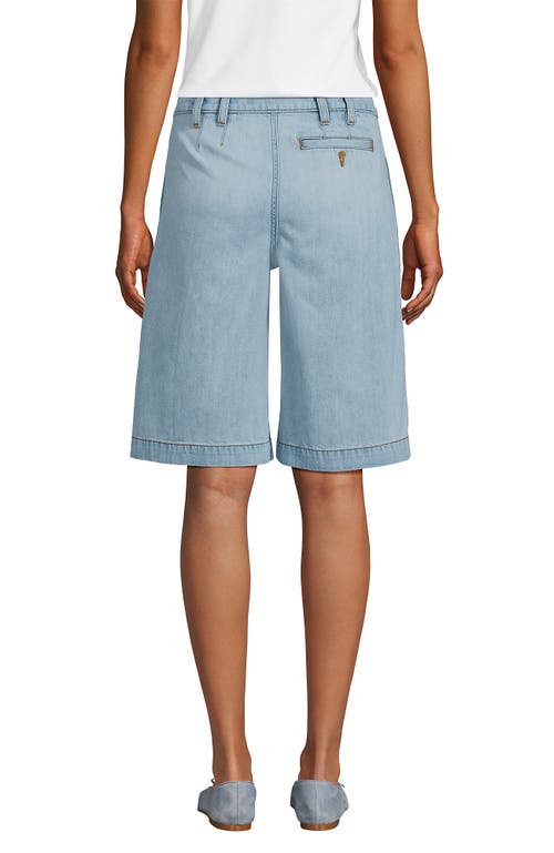LANDS' END LANDS' END LIGHTWEIGHT DENIM MID RISE PLEATED 12" SLOUCHY SHORTS