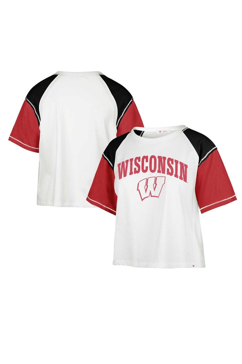 Women's '47 White Wisconsin Badgers Serenity Gia Cropped T-Shirt, Main, color, White