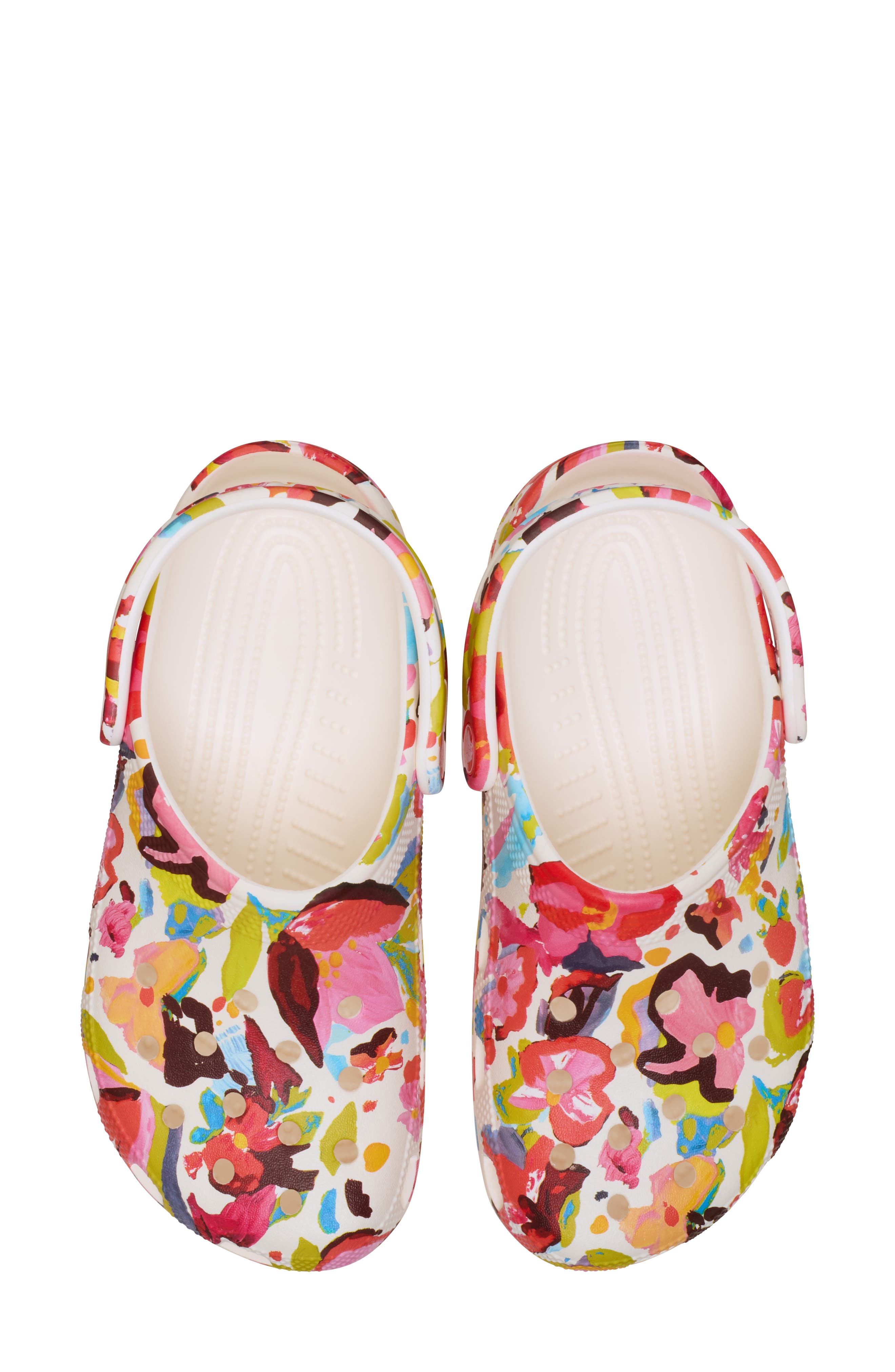 CROCS Classic Painted Floral Clog, Alternate, color, Chalk
