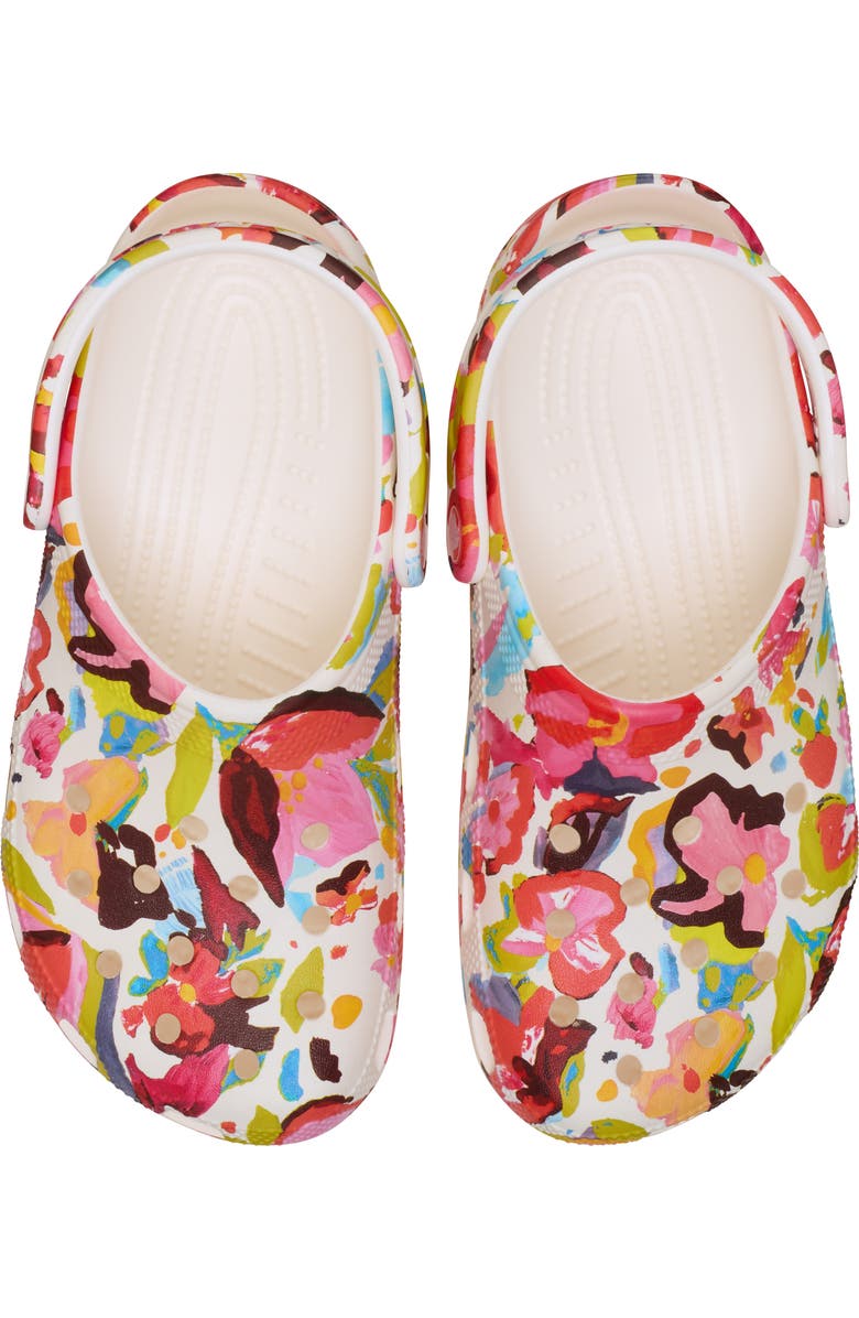 CROCS Classic Painted Floral Clog, Alternate, color, Chalk