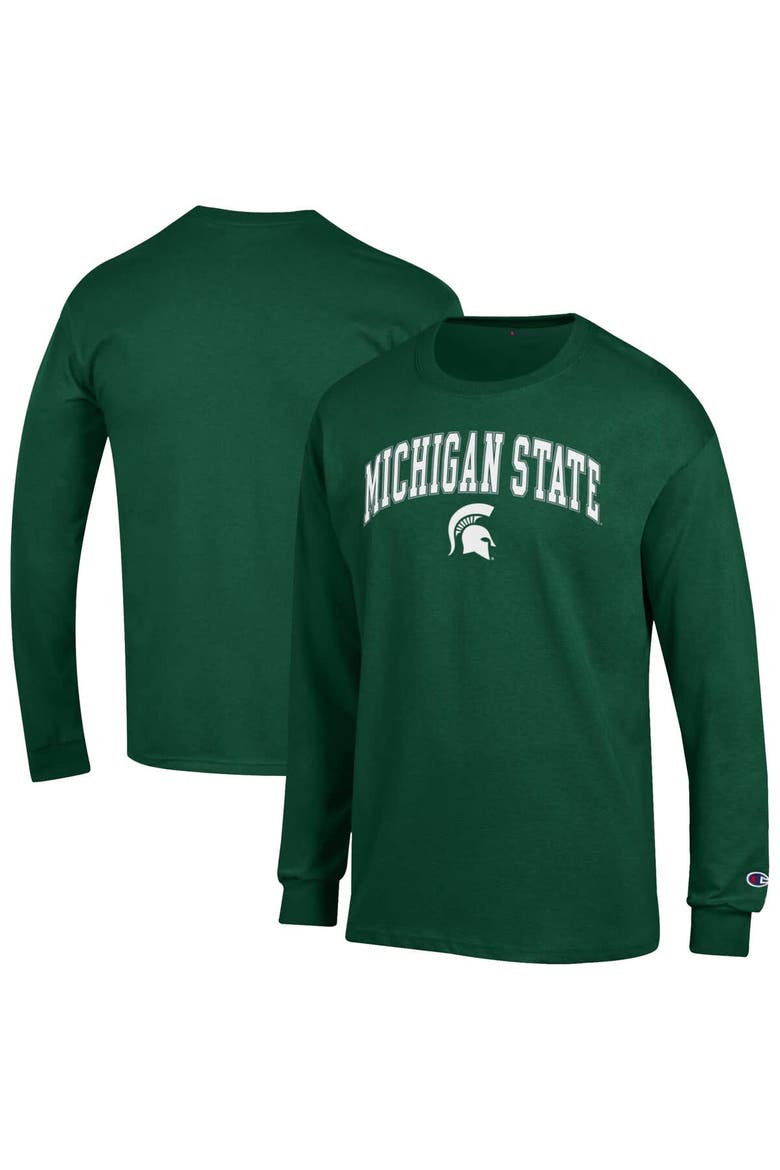 Men's Champion  Green Michigan State Spartans Arch Over Logo Long Sleeve T-Shirt, Alternate, color, Green
