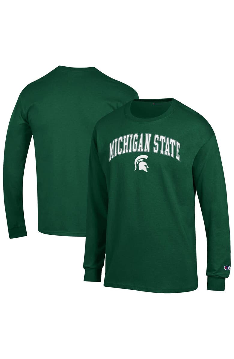 Champion Men's Champion Green Michigan State Spartans Arch Over Logo Long Sleeve T-Shirt, Alternate, color, Green