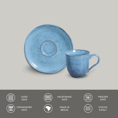 Porto Brasil Coffee Cup & Saucer Set Of 6 In Blue