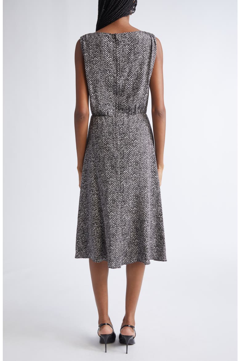 Herringbone Print Draped Crepe Cocktail Dress, Alternate, color, HH5QS CHEVRON BCO/ NERO