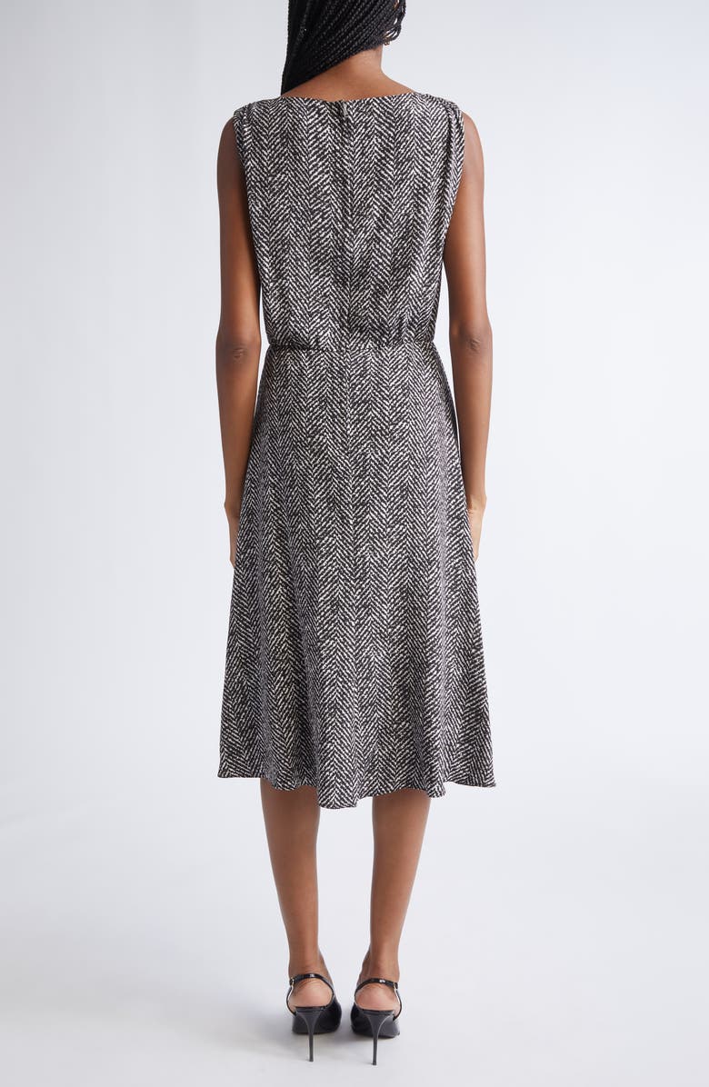 Dolce&Gabbana Herringbone Print Draped Crepe Cocktail Dress, Alternate, color, Hh5qs Chevron Bco/ Nero