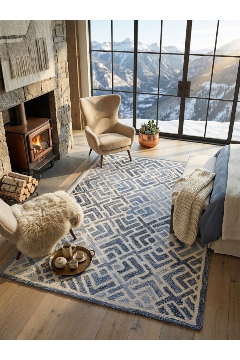 Santorini Wool & Denim Rug, Alternate, color, Blue