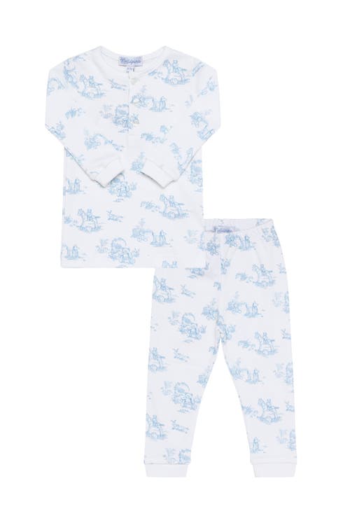 Nellapima Blue Toile Baby Pajamas In Blue