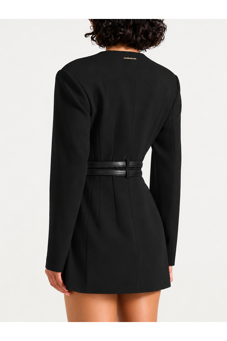 Sierra Double Breasted Belted Blazer Dress, Alternate, color, Black