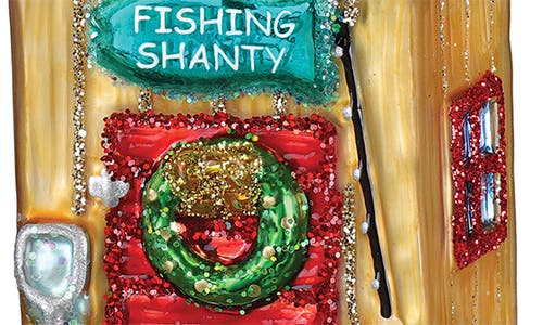 Old World Christmas Ice Fishing Shanty Glass Ornament In Multi