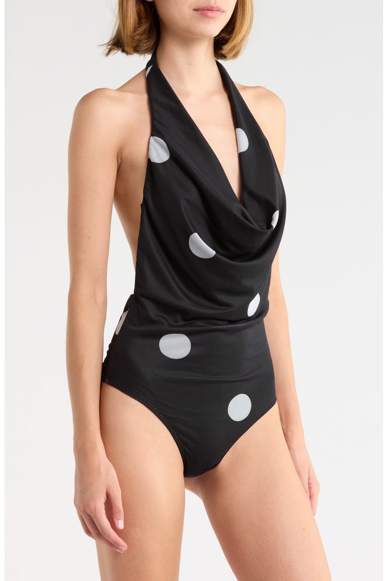 Plunge Neck Bodysuit Cleona, Main, color, BLACK