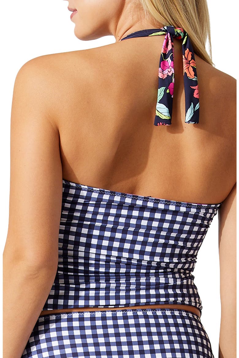 Summer Floral Reversible Halter Tankini Top, Alternate, color, MARE NAVY REV