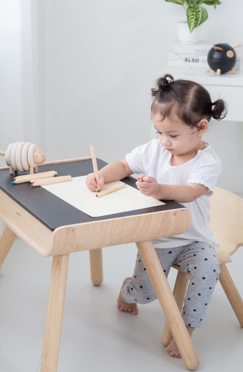 PlanToys<sup>®</sup> Chalkboard Table & Chair, Alternate, color, Brown