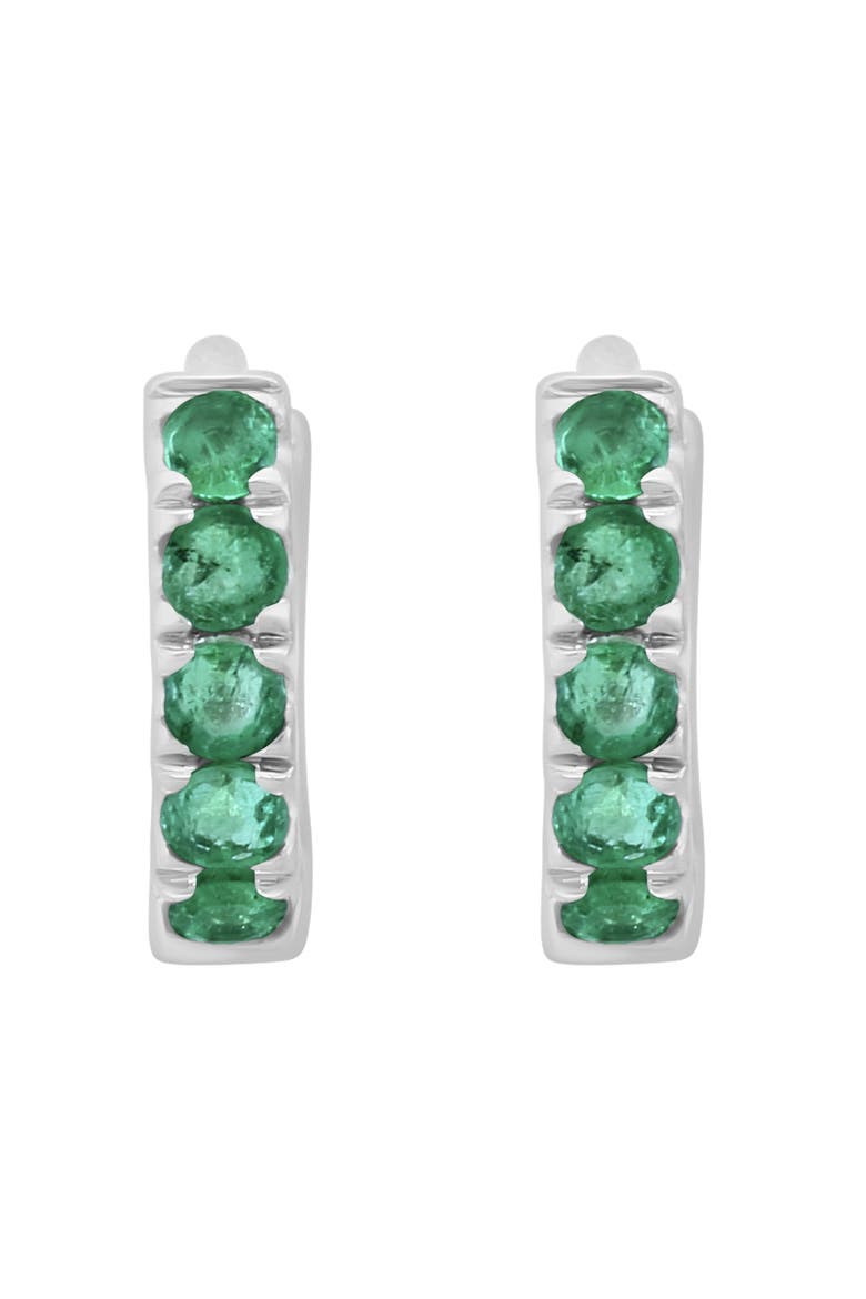 Emerald Huggie Hoop Earrings, Alternate, color, GREEN