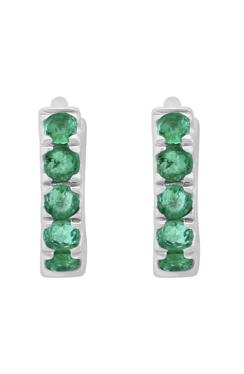 EFFY Emerald Huggie Hoop Earrings, Alternate, color, Green