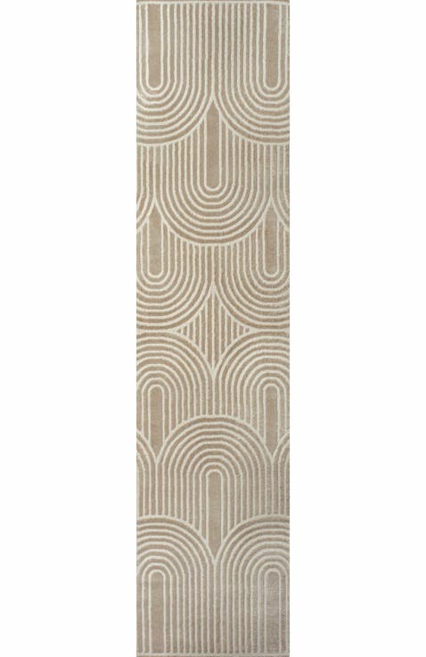 Ariana MidCentury Art Deco Striped Arches Two-Tone High-Low Area Rug