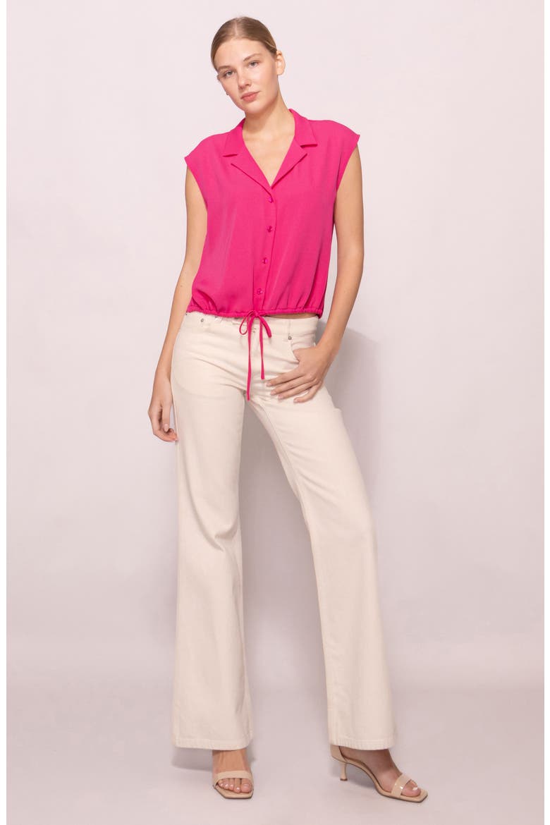 Drawstring Hem Sleeveless Button-Up Shirt, Alternate, color, MAGENTA