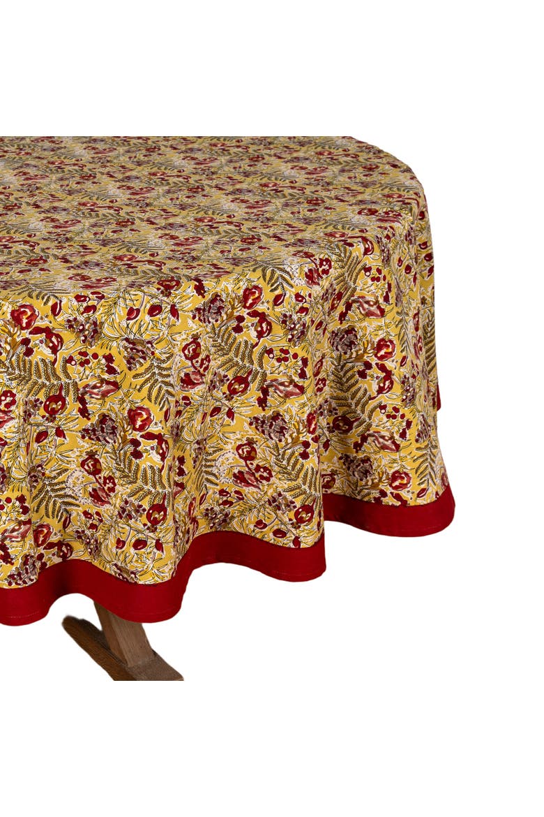 Winter Garden Tablecloth, Alternate, color, Red/Green 70" Round
