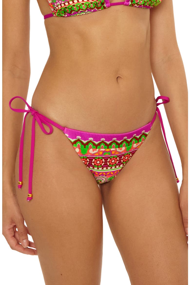 Moroccan Side Tie Bikini Bottoms, Alternate, color, PINK MULTI