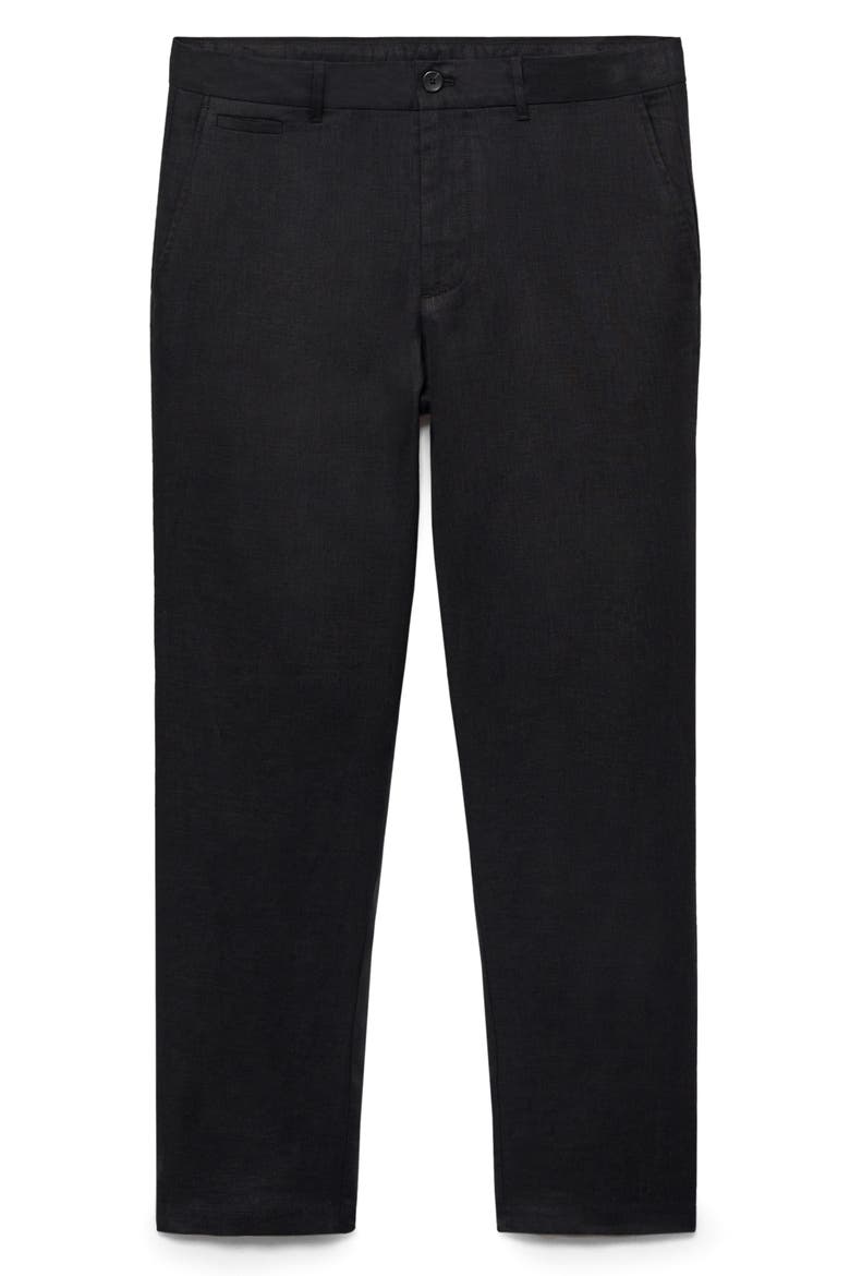 Slim Fit Linen Pants, Alternate, color, BLACK