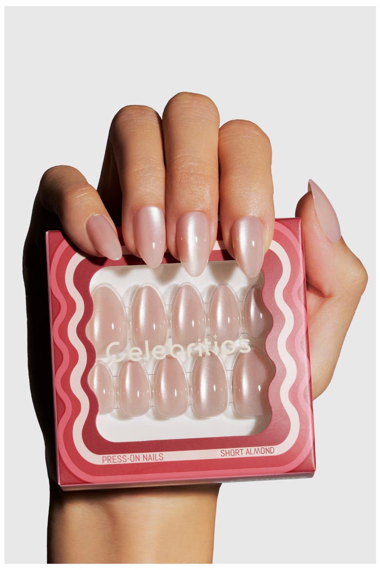 Short Almond Press-On Nails, Alternate, color, SHE WEARS CRYSTALS ON HER NAIL