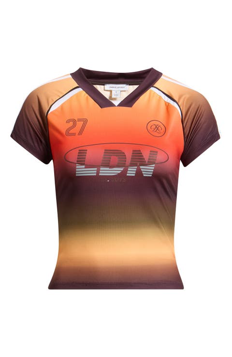 Ombré Football Graphic Baby Tee