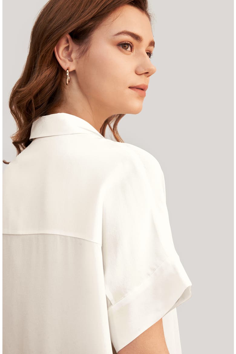 Women's Casual Short Sleeves Loose Silk T-Shirt, Alternate, color, Natural White