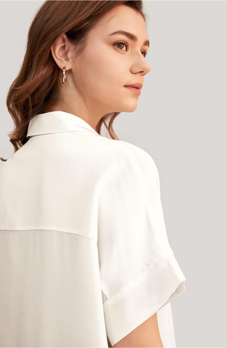 Lilysilk Women's Casual Short Sleeves Loose Silk T-Shirt, Alternate, color, Natural White