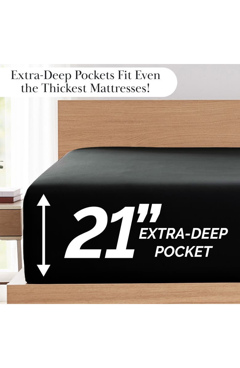 SOUTHSHORE FINE LINENS Vilano Springs Extra Deep Pocket Sheet Set, Alternate, color, Black