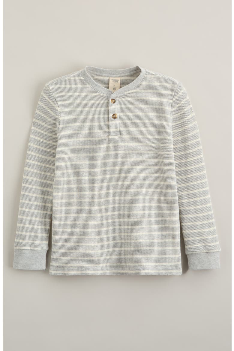 Kids' Waffle Stitch Top, Main, color, GREY HEATHER JORDAN STRIPE