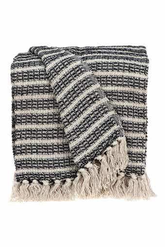 PARKLAND COLLECTION Ada Casual Beige 52" x 67" Woven Handloom Throw